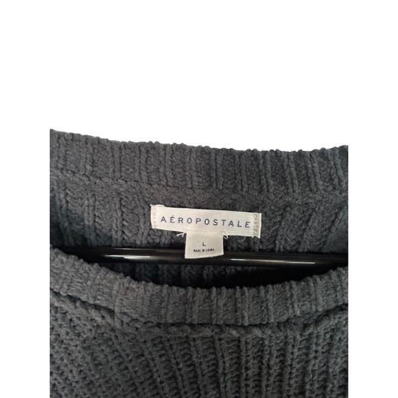 Y2K Black Waffle Knit Slouchy Sweater L Grunge Cozy 90s Fall‎ Layer - Picture 2 of 5